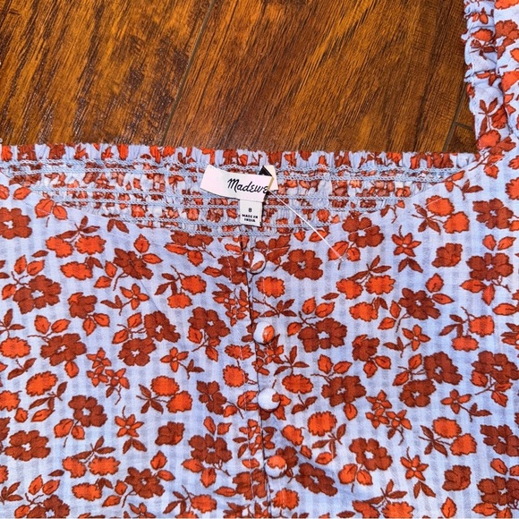NWOT Madewell Button-Front Smocked-Back Top in Piccola Floral 8 Medium - Picture 4 of 7